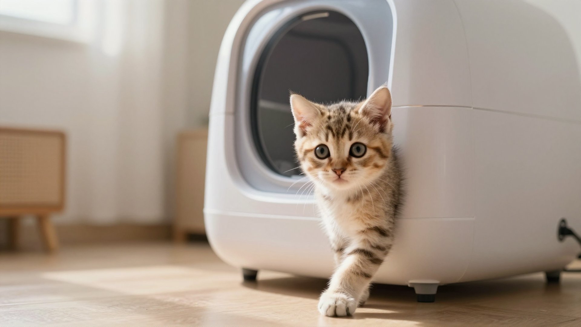 Kat wennen aan slimme kattenbak